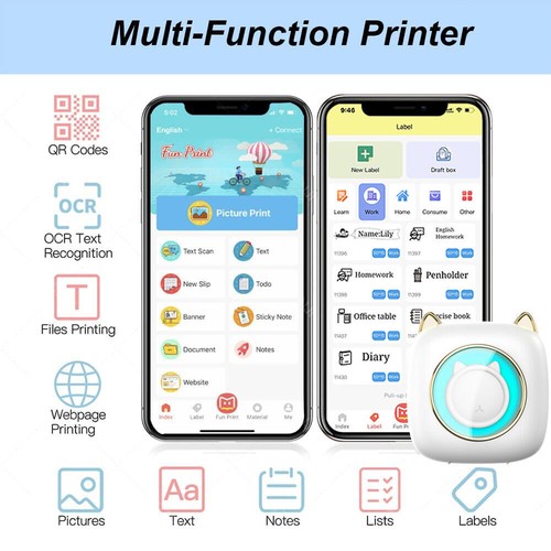 LED RGB Mini Pocket Thermal Printer + Paper Bluetooth Photo Note Paper Printing - Picture 3 of 12