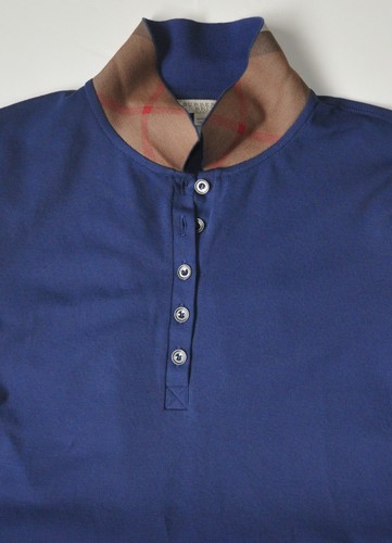 Neu mit Etikett $ 195 Burberry Brit Karobesatz Stretch Baumwolle Piqué Polo-Shirt Mid Indigo XS - Bild 9 von 11