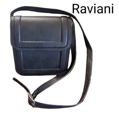 Raviani Soft Charcoal Black Leather Shoulder Bag (New)