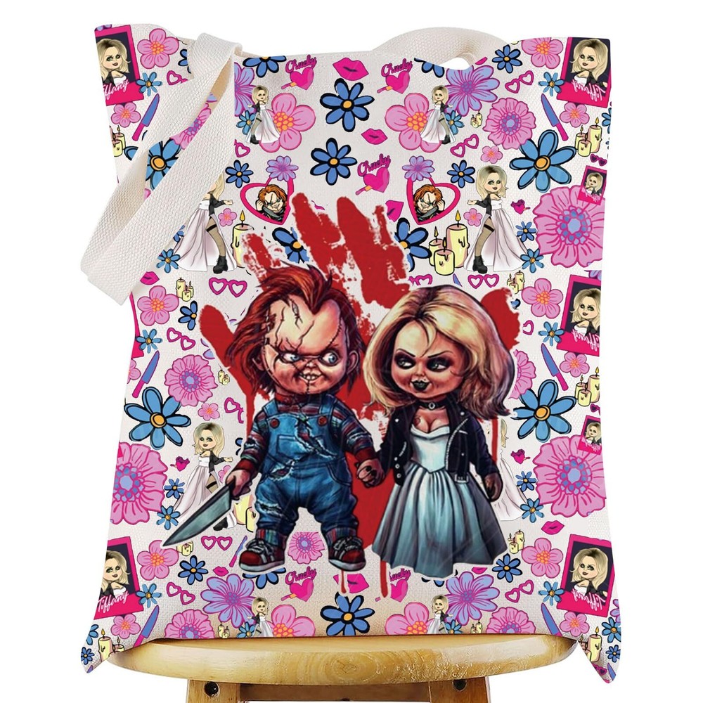 Chucky Tote Bag Chucky Bride Fans Gift Horror Chucky Reusable Grocery Bag Chu...
