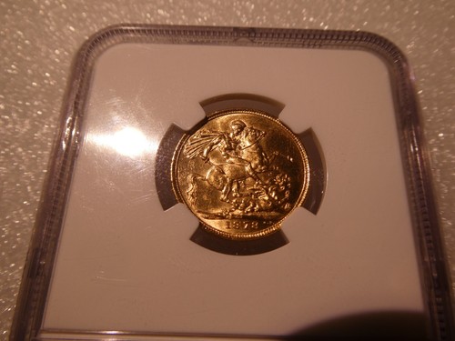 AUSTRALIA 1878 M GOLD MELBOURNE SOVEREIGN /SLABBED MS61 - Picture 2 of 5