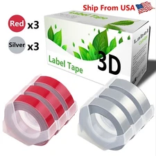 (3Red+3Silver) LabelTape 3D Fit For Dymo 1595GY 1540 Dymo 1595GYCP