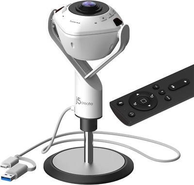 j5create JVU368-360 KI-betriebene Webcam mit Freisprecheinrichtung, Smart-Tracking & Auto