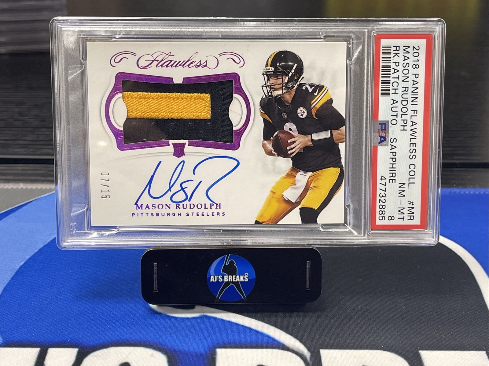 Mason Rudolph Panini Flawless Collegiate Rookie Patch Autographs #MR Sapphire