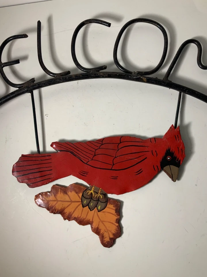 Letrero de bienvenida cardenal de hierro forjado vintage de 18 pulgadas Foto 2 de 4