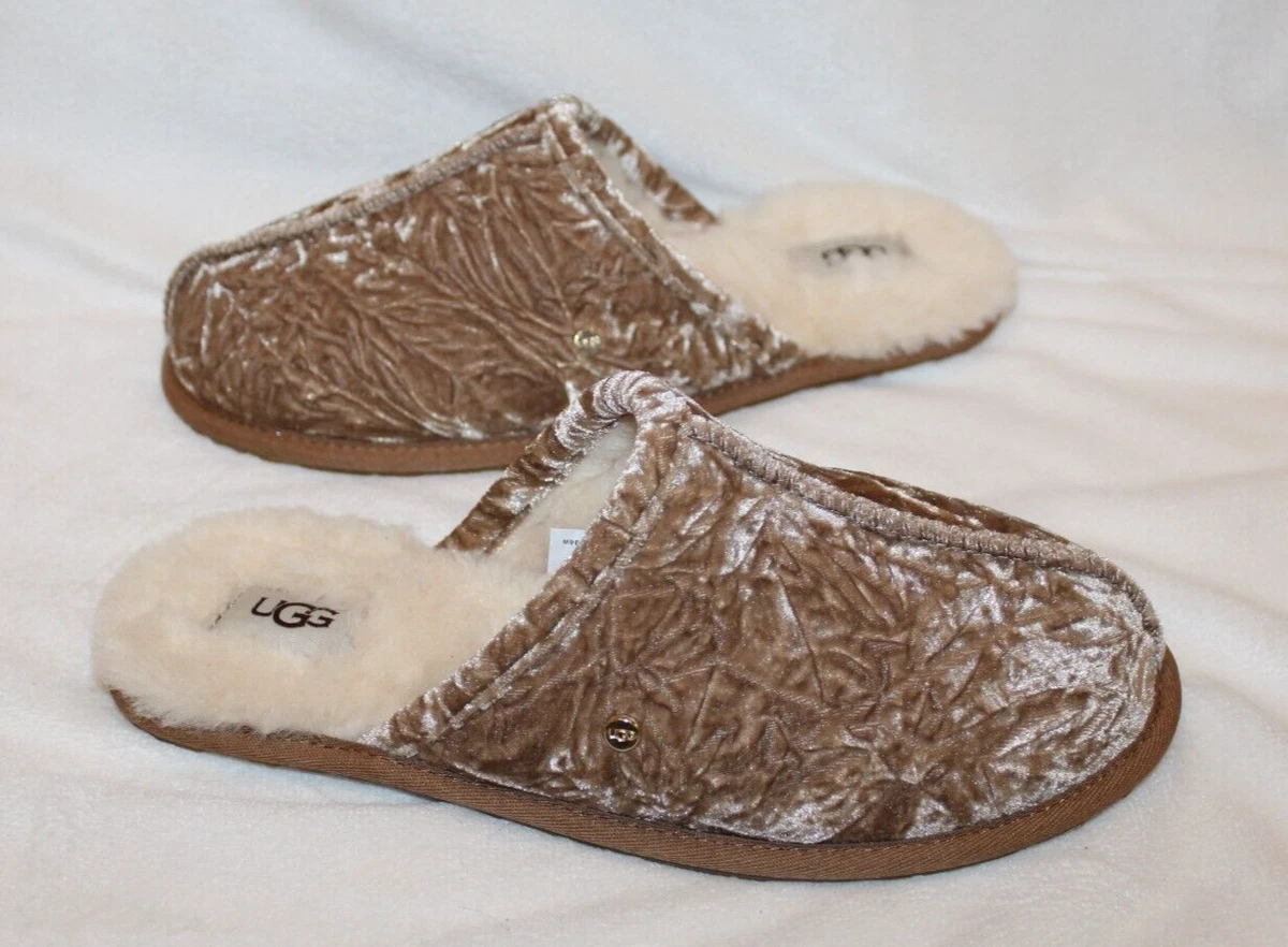 NIB UGG PEARLE WOMEN S CRUSHED VELVET SLIP ON SHEARLING LINED