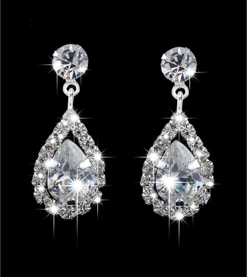 Collar de diamantes de imitación para mujer pendientes colgantes cadena nuevo regalo joyería de moda Foto 4 de 4