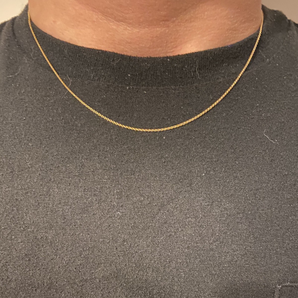 Solid 14k Yellow Gold Cable Chain 18in 1mm Stamped 14k