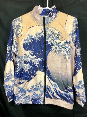 Jacket Great Wave off Kanagawa Ukiyo-e Art Japanese Vintage Fashion Women Size