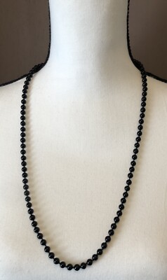 Contemporary MONET Black Beaded Necklace Fashion Costume Jewelry GO2.4D23
