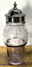 Antique Glass Etched Bottle For Victorian Cruet Set Rare Purple