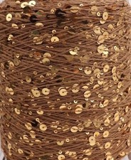 US Store NO tariff 50 yards Sequin yarn 6mm, Cotton Trimming Gold