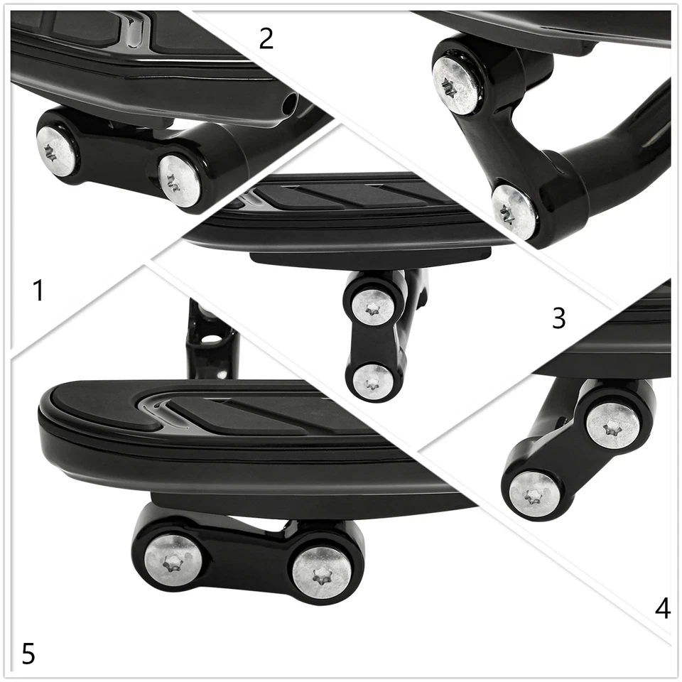 Gloss Black Passenger Footboards Floorboards w/ Brackets Fits For Harley Touring - Image 2 of 4