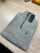 Nautica Mens Navtech Quarter-Zip Heather Grey Fall Sweater Size XS