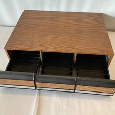 42 Capacity Faux Wood Grain Cassette Tape Storage 3 Drawer Holder Box Case 1980s