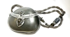 Myra Evangelista Grey Silver Frosted Resin Evening Bag Silver Mesh Strap