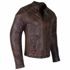 Vance Leather HMM521VB Motorcycle Vintage Brown Leather Jacket High Mileage MCJ