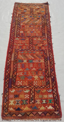 Vintage Traditioneller Handgefertigter Marokkanischer Kelim Teppich für Wohndeko 189x66 cm