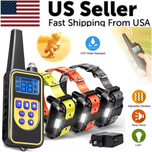 3000 FT Dog Training US Collar Rechargeable Remote Shock PET Waterproof Trainer - Picture 1 of 15