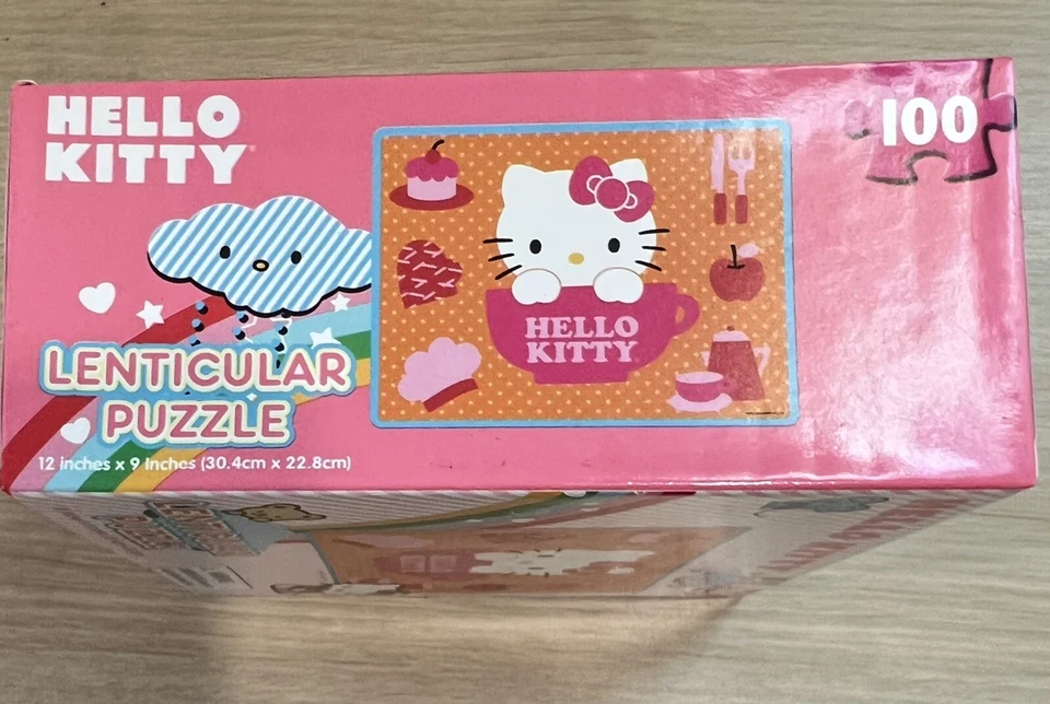Hello Kitty новый линзовидный пазл 100 шт. 12 «x 9» запечатанный - Изображение 3 из 4