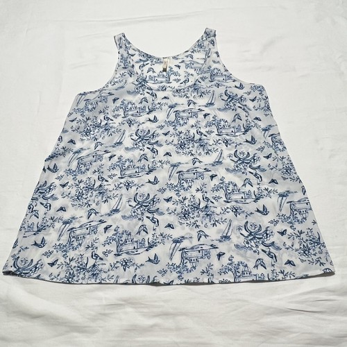 Frenchi Women’s Size M White w/Floral Birds Sleeveless Summer Blouse - Picture 15 of 15
