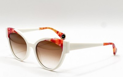 Woow Super Hot 2 0424 White Marble Cat Eye Authentic Sunglasses 53-18