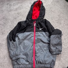 Nike Youth Boys 5/6 Full Zip Hooded Jacket Just Do It Gray Fleece Lined