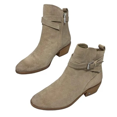 Sam Edelman Polina Taupe Gamuza Botín Hebilla Correa Cremallera Lateral Mujer 7 Nuevo sin Caja - Imagen 1 de 4