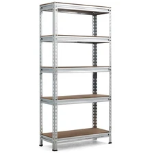 5-Tier Metal Storage Shelves 60" Garage Rack W/Adjustable Shelves Silver