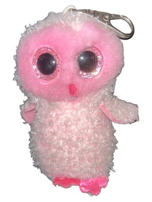 TY Eule Schlüsselanhänger Plüsch Glitzer Pink Kinder Charmant 10cm