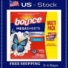 Bounce Wrinkle Guard Mega Fabric Softener Dryer Sheets, 130 Ct