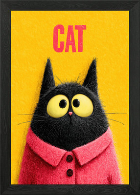 Cartoon Katze im rosa Pullover gerahmtes Wandbild Poster Leinwanddruck Bild