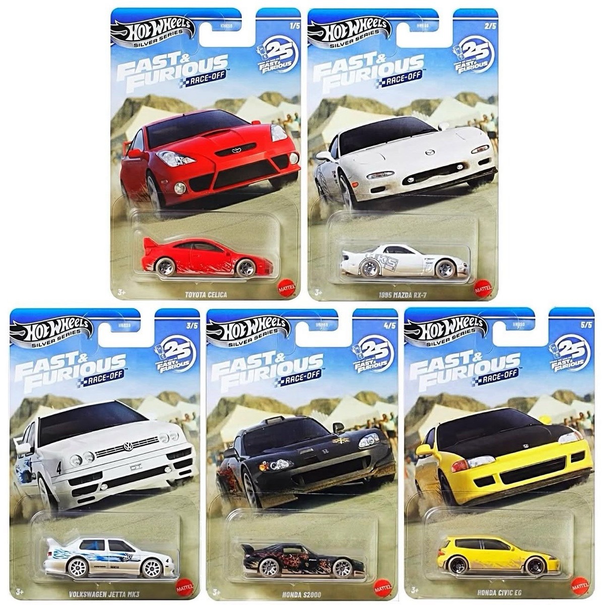 2026 Hot Wheels Silver Series Fast & Furious Race Off - SET OF 5