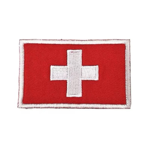 Swiss Flag Patch Embroidered Tactical Sew On Decal Switzerland CH Free Shipping