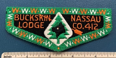 Vintage OA BUCKSKIN LODGE 412 Nassau County FLAP PATCH WWW Massapequa, NY