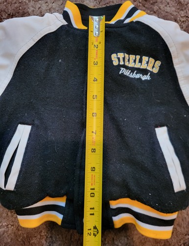 VINTAGE NFL Pittsburgh Steelers KIDS REEBOK JACKET White Yellow Black - Picture 8 of 8