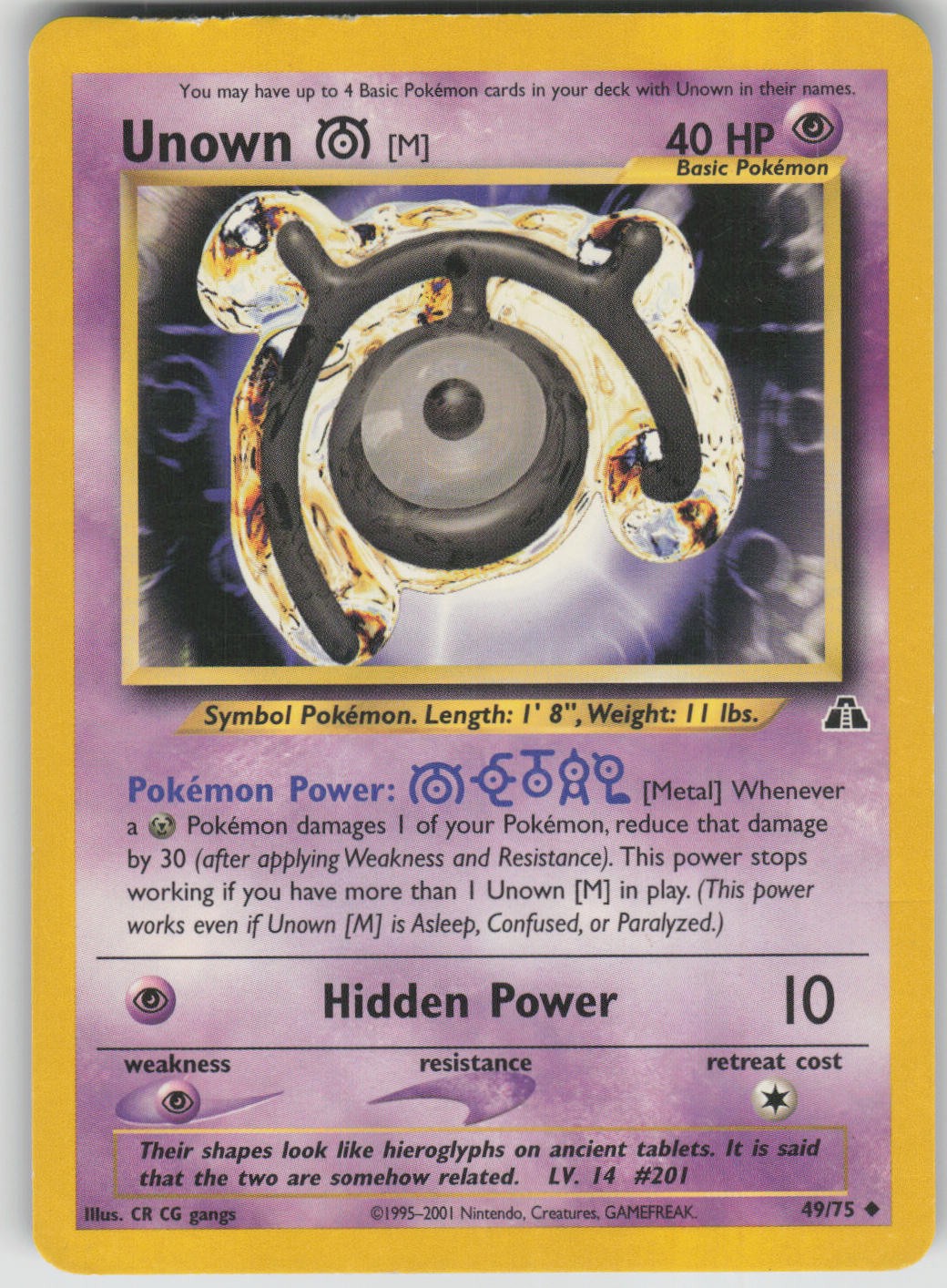 Pokemon TCG Unown [M] Uncommon Neo Discovery 49/75