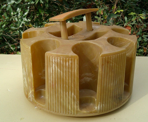 Vtg E.S. Lowe Rotating Poker Chips Plastic Caddy Organizer Marbled Brown, USA