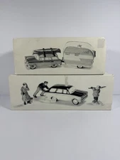 Dept. 56 Snow Village "On The Road Again" + “Stuck In The Snow” Set Of 2 