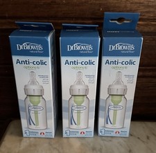 Dr. Brown's 4oz Anti-Colic Options Narrow Glass Baby Bottle with Level 1 Lot 3