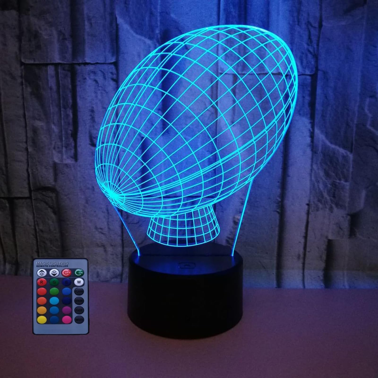 Lampe LED rugby 3D veilleuse multicolore pour decoration de chambre d'ado et passionne