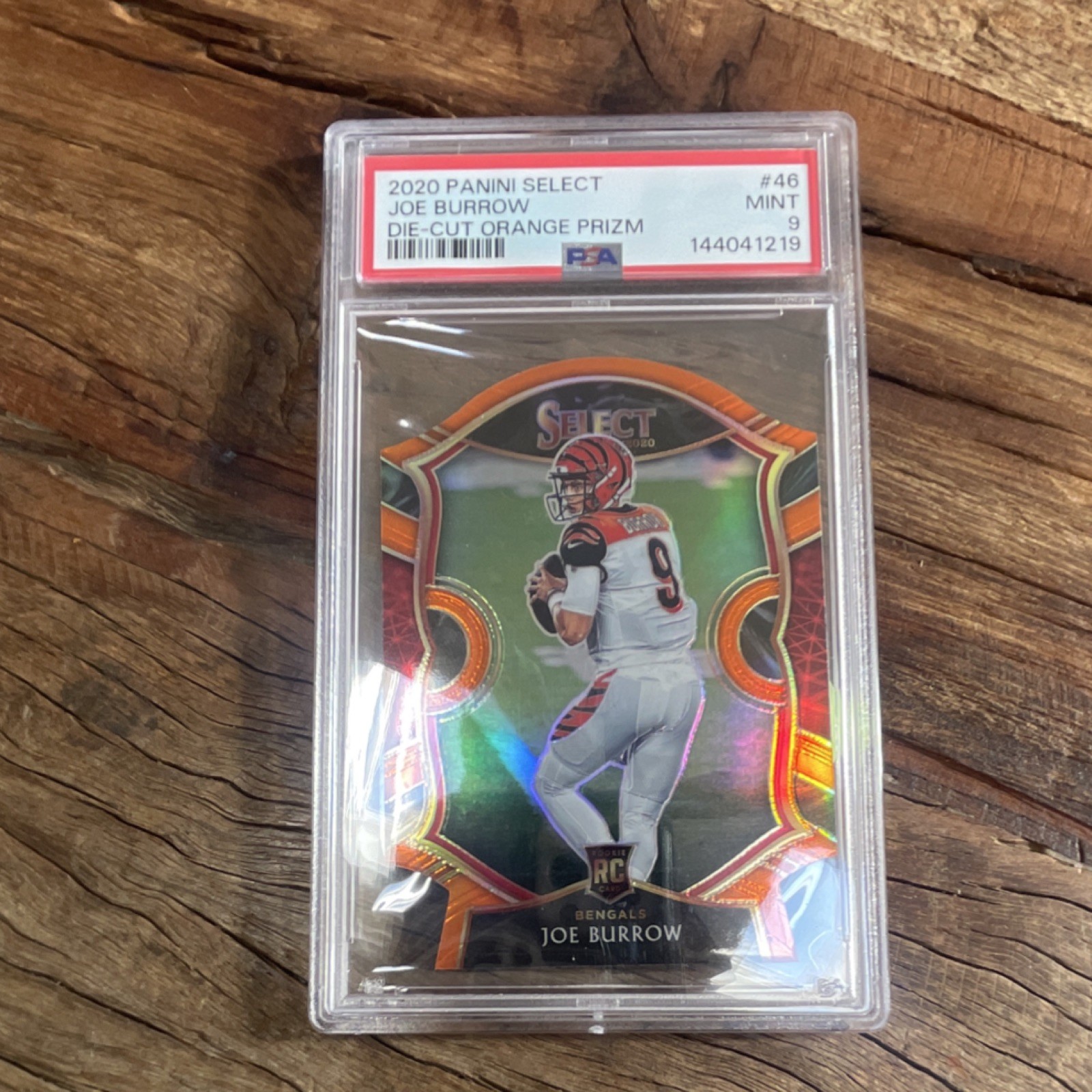 Panini Select Joe Burrow #46 Concourse Orange Prizm Die-Cut PSA 9 Bengals 2020