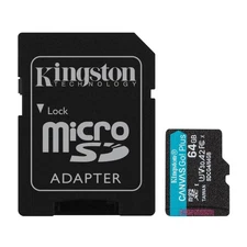 Kingston Canvas Go Plus 64GB U3 V30 A2 microSD Card with SD Adapter