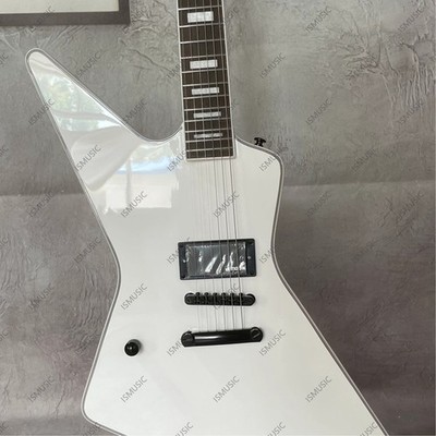 Left-Hande Type-E Solid Body Electric Guitar Stainless Steel Rounded Frets White