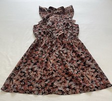 BCBGeneration Floral Ruffle Mock Neck Mini Dress Pink Orange Y2K Small