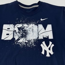 Nike Mens XXL Navy Blue New York Yankees BOOM Graphic T Shirt NY State of Mind