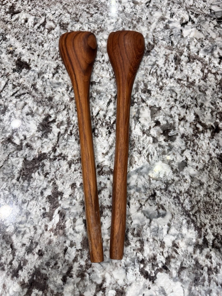 复古优质木柚木沙拉碗套装 11 件套泰国制造 — 第 4/4 张图片