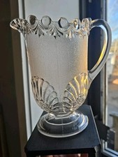 EAPG 8' Westmoreland Viktor Shell and Jewel Clear/ Pressed Glass Pitcher 1896