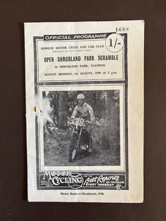 Shrubland Park Scramble Ipswich Motorcycling Programme 1/8/1949