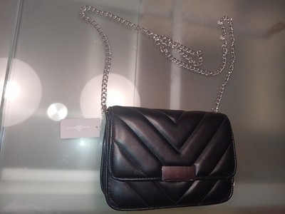 bijou brigitte Ledertasche handtasche  metallenen schwarz neu Silber kunstleder